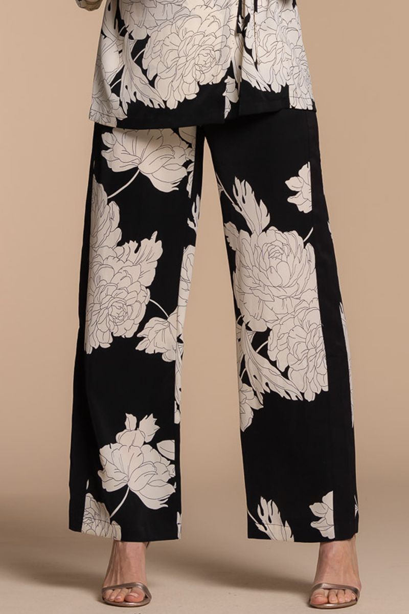 meloen Meter Onderdrukken Geisha zwart geprinte broek 31151-26 | Sake Store