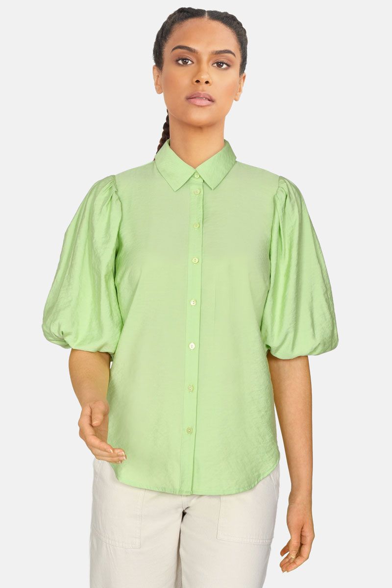 Piket strip Antecedent Sisters Point groene blouse Ella 12651 | Sake Store