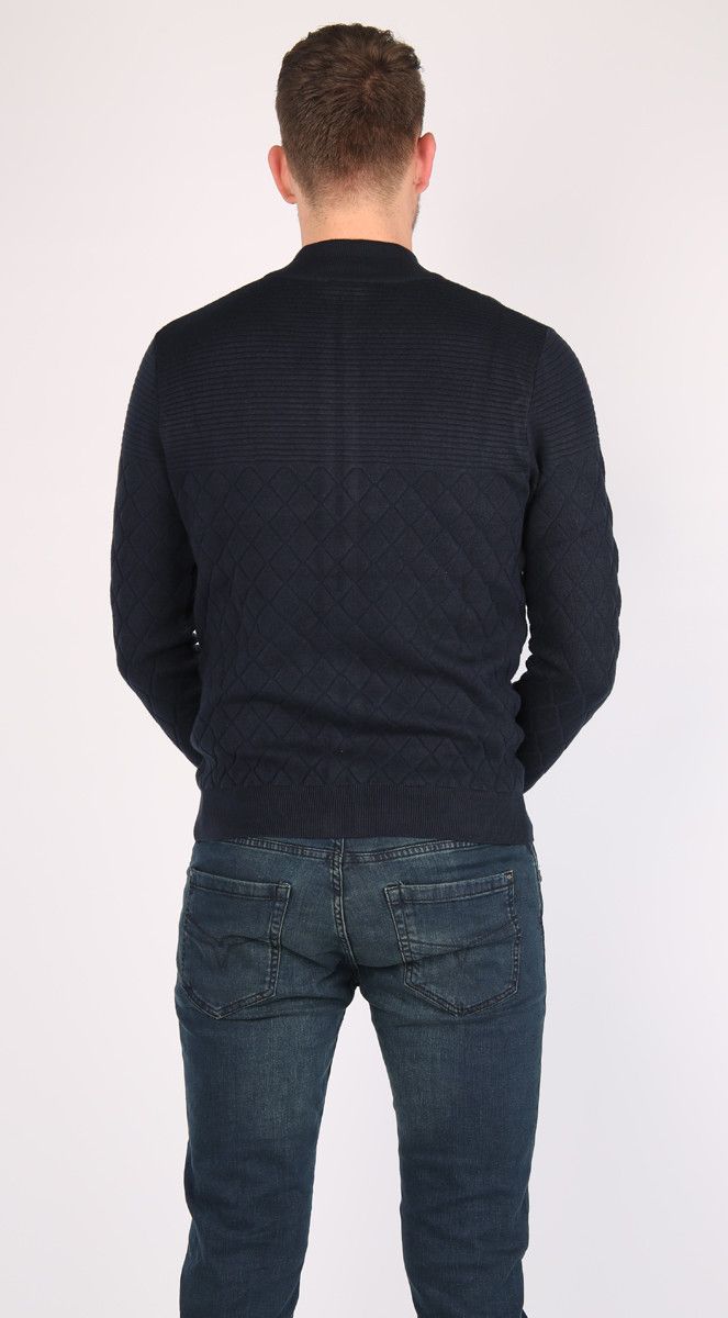 Tony Montana marineblauw gebreid vest Vess T1075 | Sake Store Gevoerd vest van Tony Montana | Elkedagietsleuks.nl